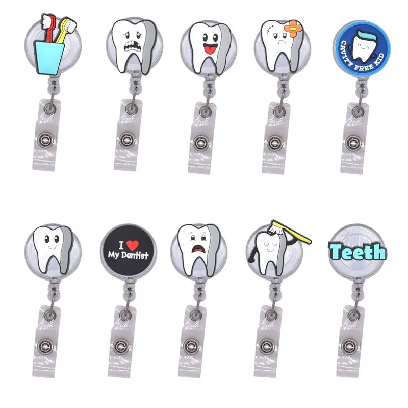 BECOL Wholesale Retractable Badge Reel Nurse Plastic Cartoon ID Card Name Badge Holder Conference Card Key Reel Roller Clip