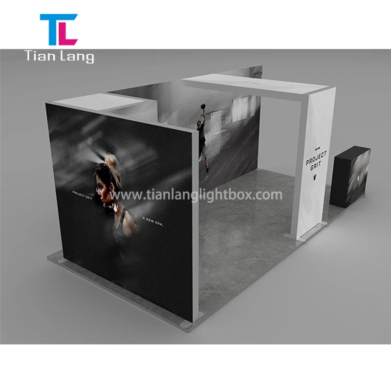 Modular Trade Show For car Accord Modification Education Aluminum Profile Exhibition Fabric Display Custom Light Booth Light Box