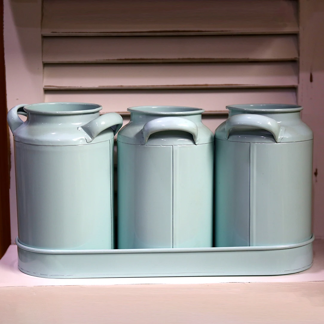 2022 Simple Candy Color Galvanized Metal Iron Plant Pot Bucket With Tray decorations for home container packing/giftpacking