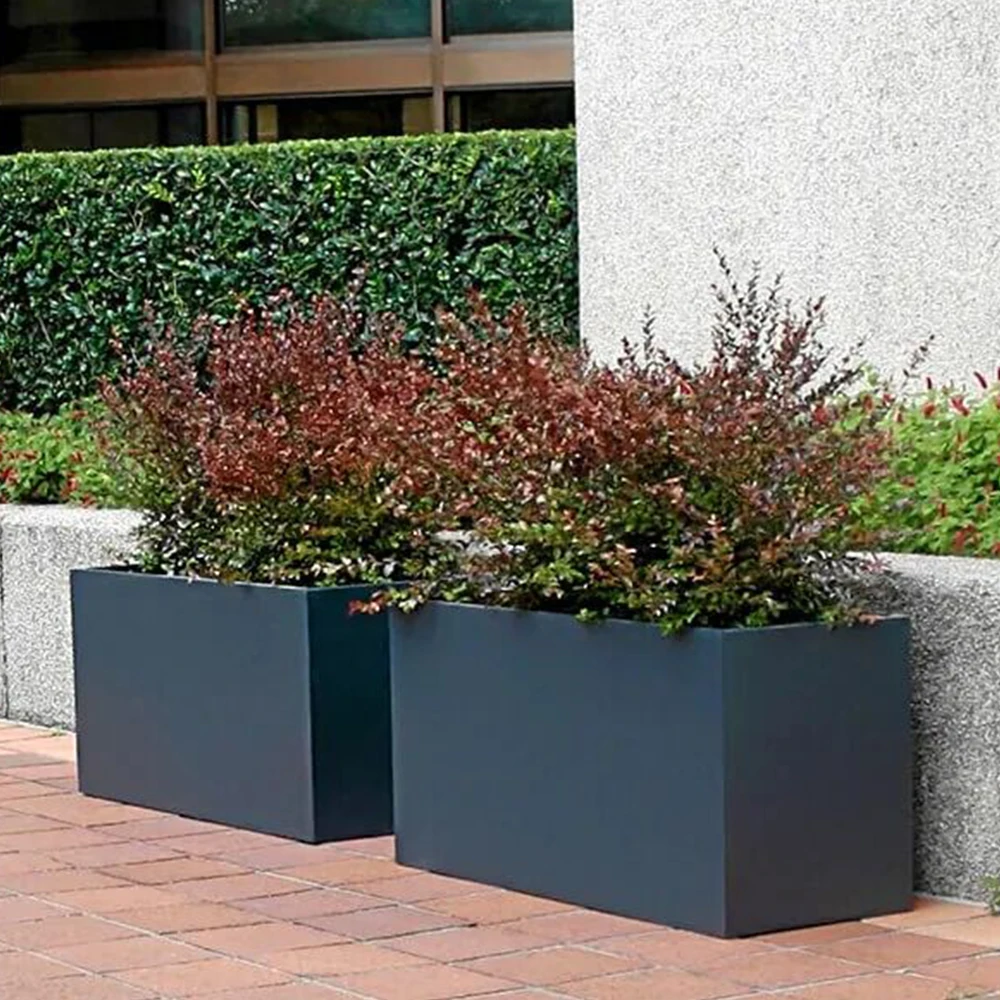 Big Rectangle Planter Box Outdoor Fiberglass Planters Wholesale Fiber Clay Pots