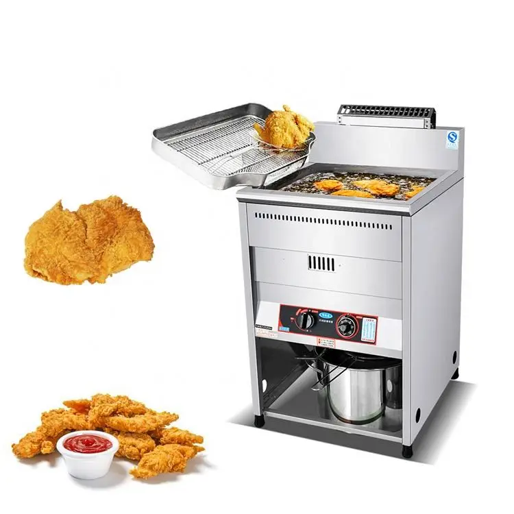 Commercial Stainless Steel Chicken-Row Deep Fryer Machine Gas Chicken Frying Chips Fryer Restaurant Home Use 220V New Used Motor