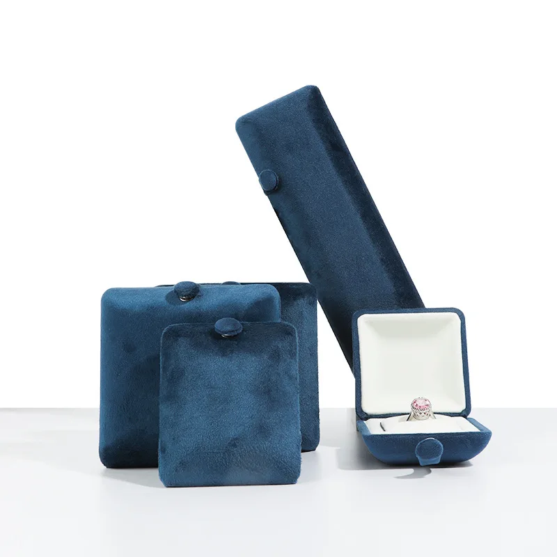 Velvet Jewelry Storage Box Button Buckle Pearl Necklace Earring Bracelet Packaging Jewelry Gift Box