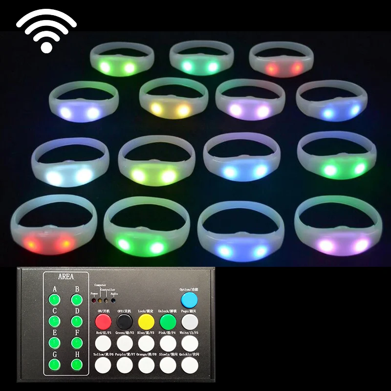Custom Logo Remote Controlled RFID LED Bracelet DMX Control LED Wristband For Sport Event