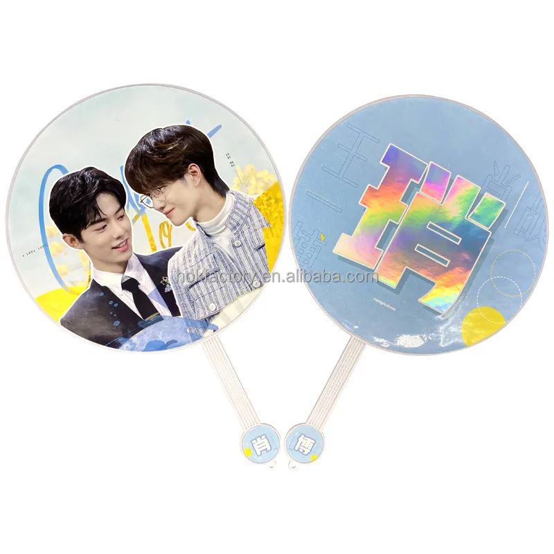 Fashion Custom kpop Double printed side Big size plastic transparent Circular Picket kpop hand fan for Idol Collection