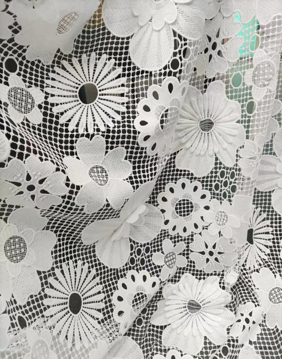 AFFINITY wholesale custom 3d  black polyester embroidery guipure lace fabric  wedding bridal dress for party