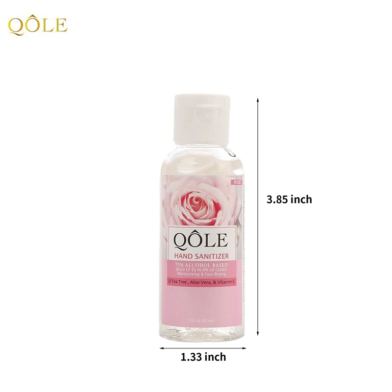  OEM/ODM фабричное производство оптовая торговля Qole Роза дезинфицирующее средство для рук гель 75% спирт убивает 99%