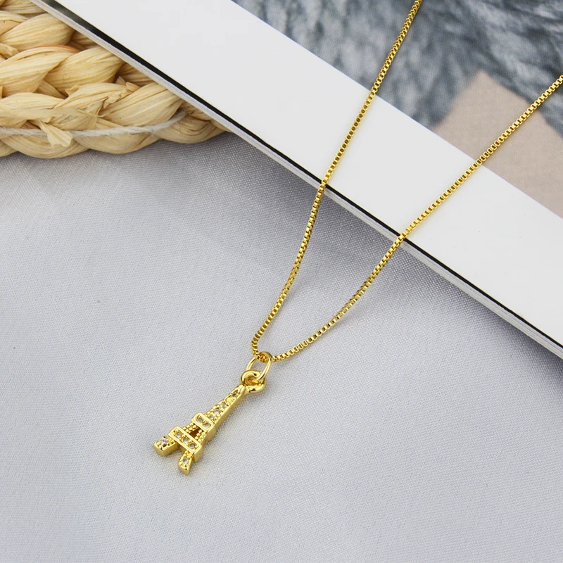 New Design Fashion Gold Plated Pendant Necklace DIY Cross Tower Accessories High Quality  Vintage Chain Necklace Jewelry