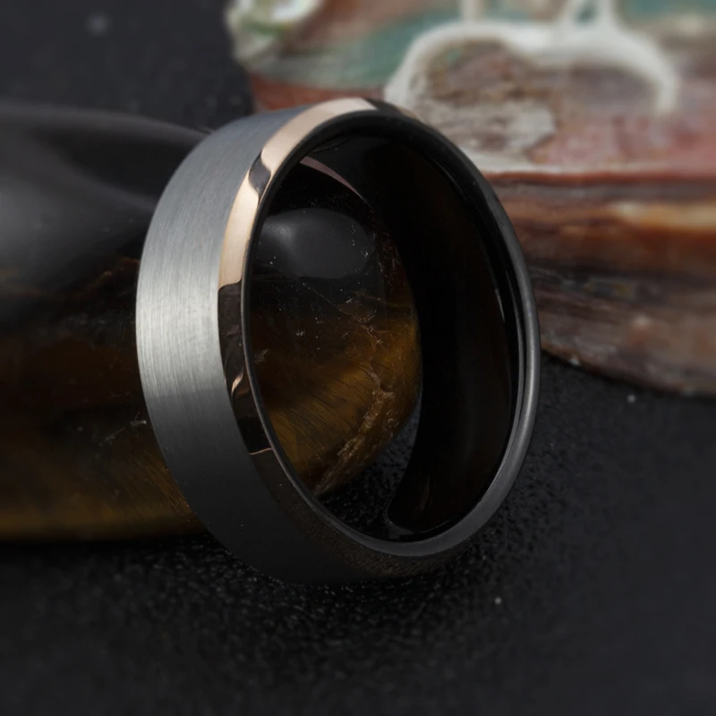 8mm Simple Wedding Band Matte Black Watanabe Men Tungsten Carbide Ring