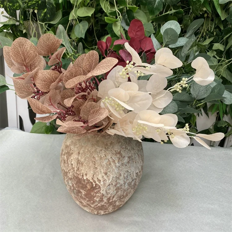 Factory wholesale T-0398 high quality wedding home decoration colorful artificial eucalyptus leaves with fruits