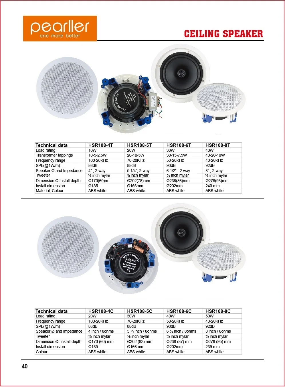 Spec HSR108-8T HSR108-8C