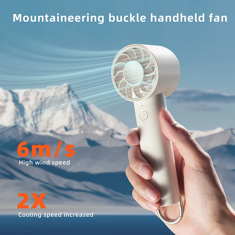 Portable High-Speed Mini Handheld Travel Fan USB Type-C 3 Speed Portable Stand & Handheld Fan With Hook Buckle For Outdoor Use