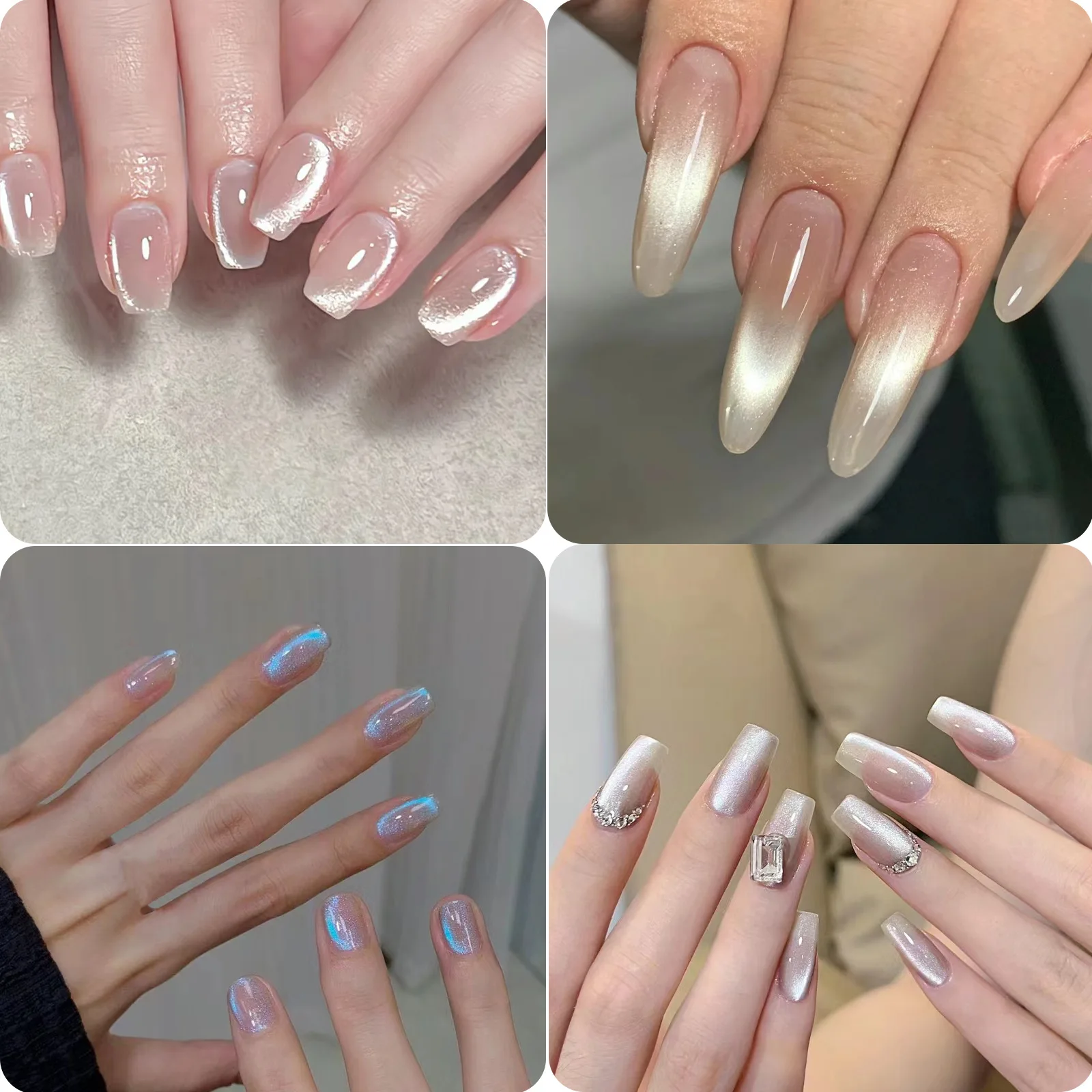 Nail magnet Small wand Wooden pole double head magnetic rod Cat eye wide light Rolling pin magnet anti-fall nail tool