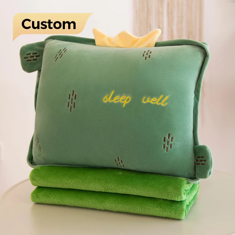 Custom Plush Stuffed Hugging Pillow with Warming Hands Pillow Blanket for Kids Gift Travel Blanket and Pillow Set