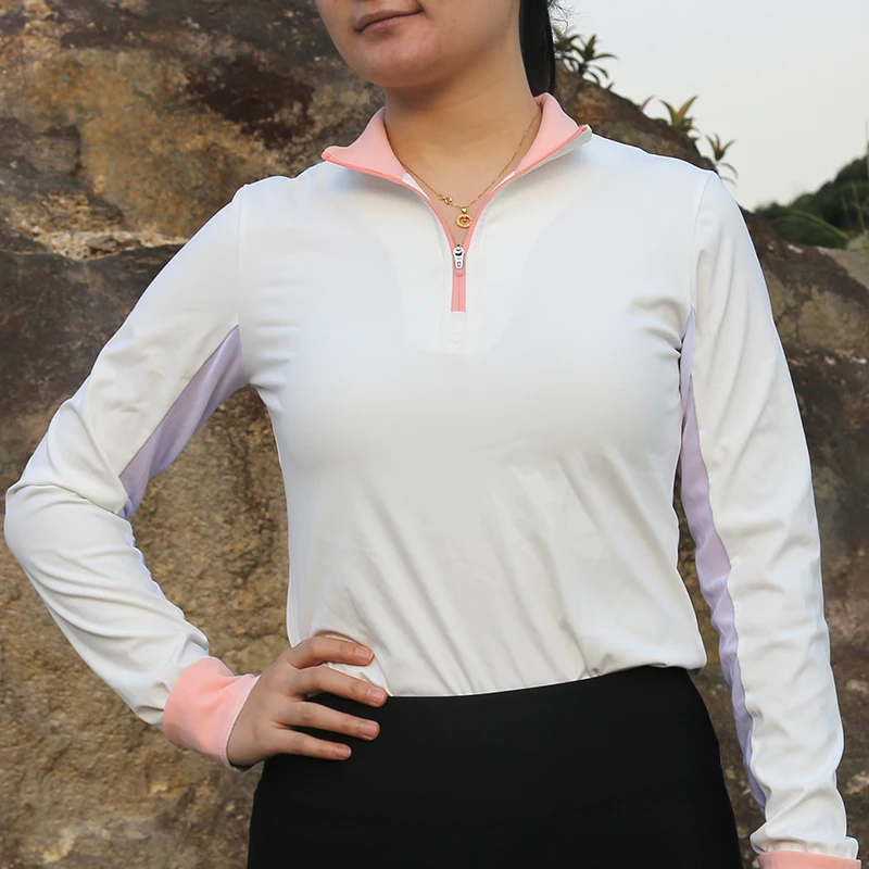 Быстросохнущая одежда для конного спорта с длинными рукавами на молнии, женские рубашки для верховой езды