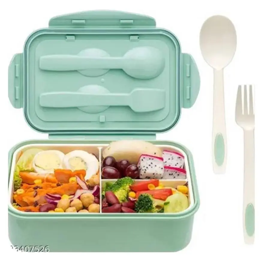 BPA Free Plastic Stackable 3 Compartment Bento Box Kids Lunch Box Set Suitable Schools Companies Work and Travel