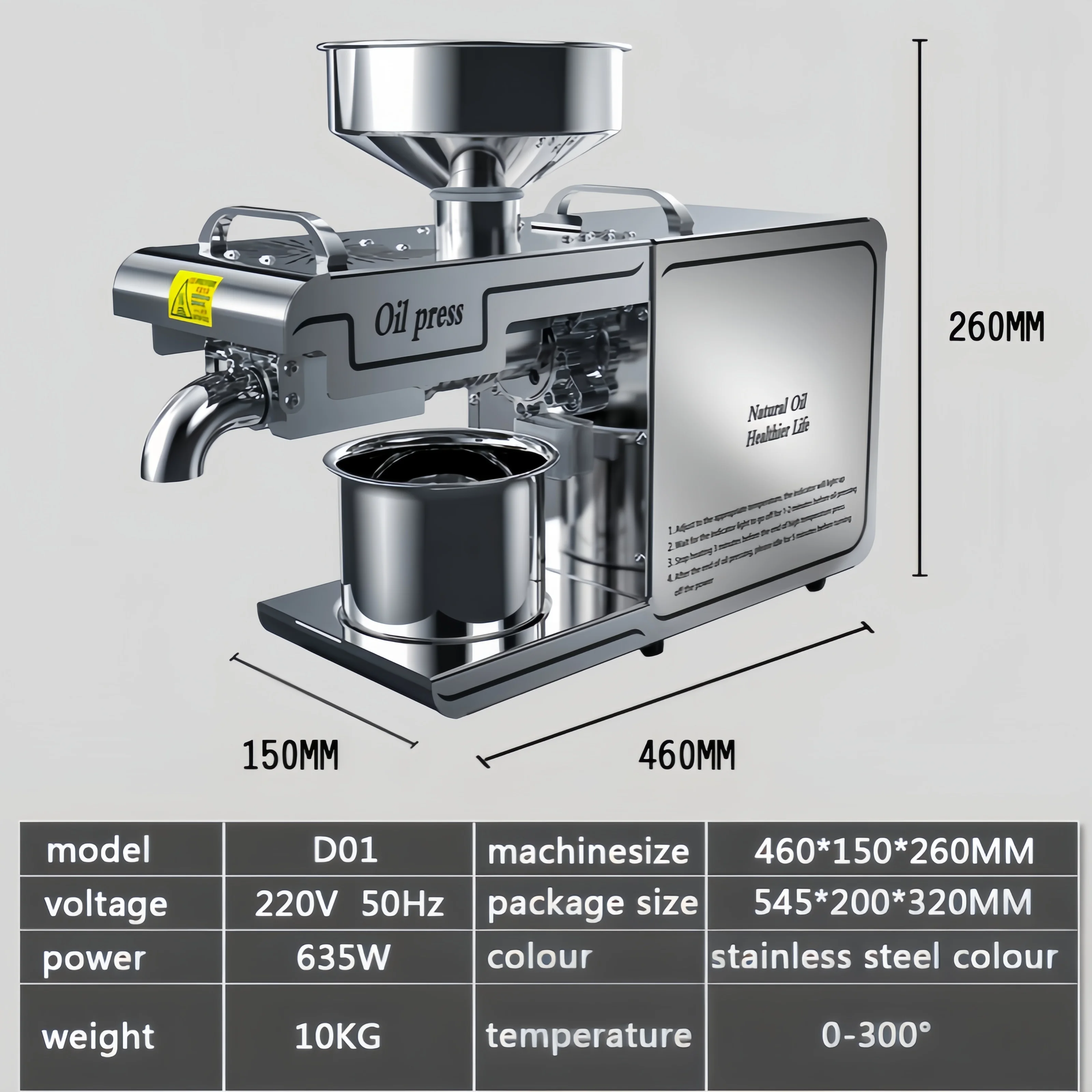 oil machine mini oil press Self-pressed oil, no additives, no pollution castor oil cold pressed organic