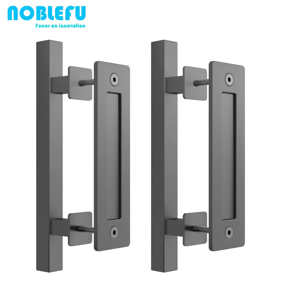 Modern Design Carbon Steel/Aluminum Barn Door Hardware Kit Wholesale Cheap Fashion Sliding Big Door Handle with Lock for Villas