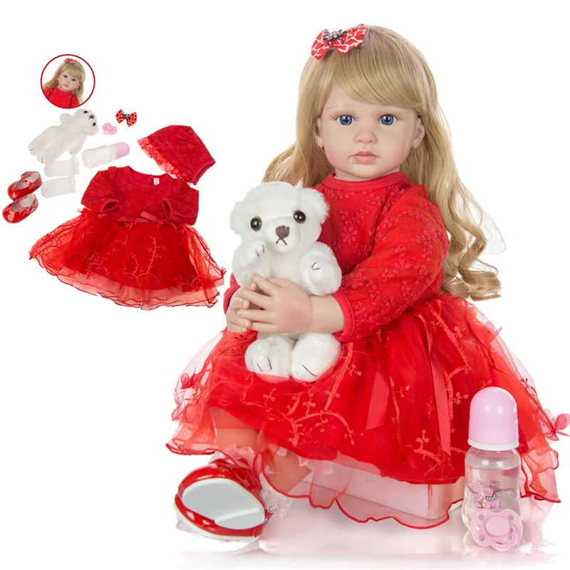 Keiumi 24 дюйма элегантные Reborn Baby Girl Кукла 60 см мягкие виниловый тканевый фон для фотостудии средства ухода за кожей принцессы кукла Boneca Детские Плейбой