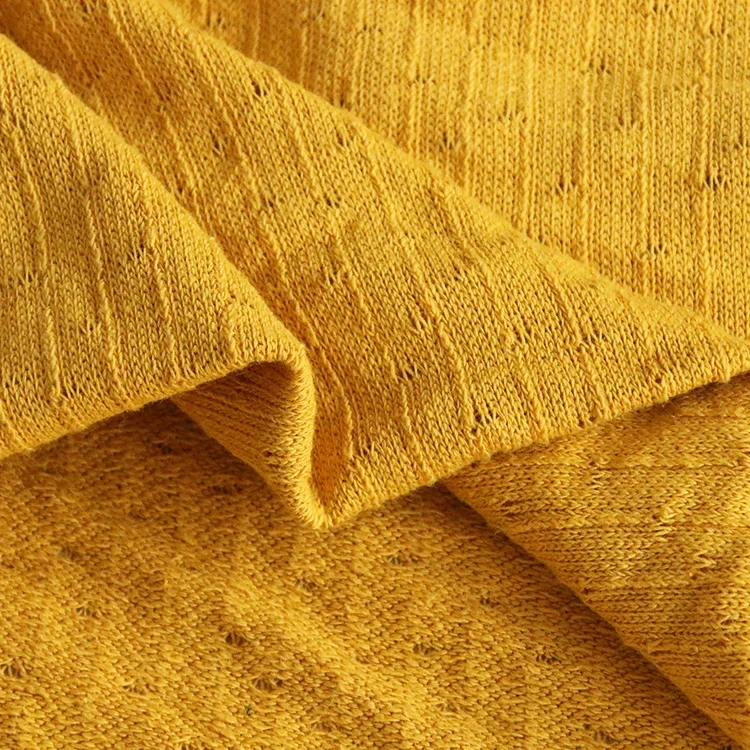 New Arrival 94% Cotton 6%Spandex Thick needle hollowed-out jacquard fabric for pullover and vest coat