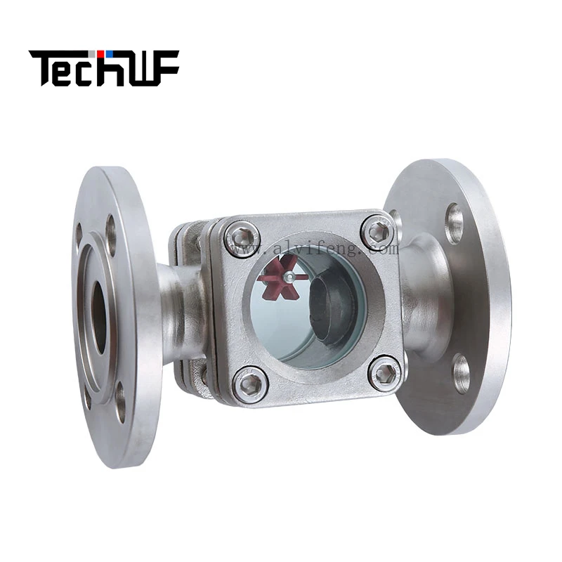 Flow Meters Double flat window flange type sight glass stainless steel liquid flow indicator with impeller
