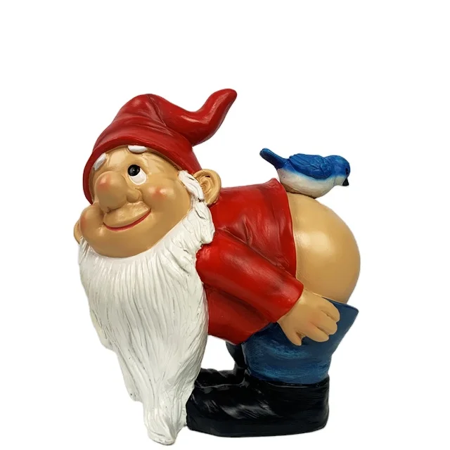 Polyresin Garden Gnome With Blue Bird outdoor garden decoration