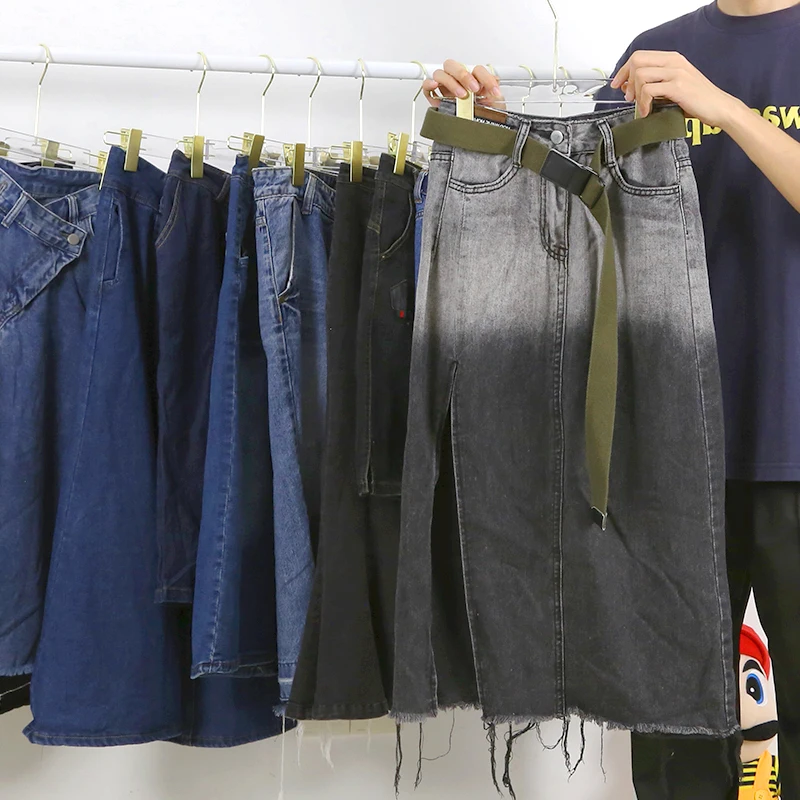 Puyi Used clothes ready to ship Denim girls skirt second hand clothes in bulk