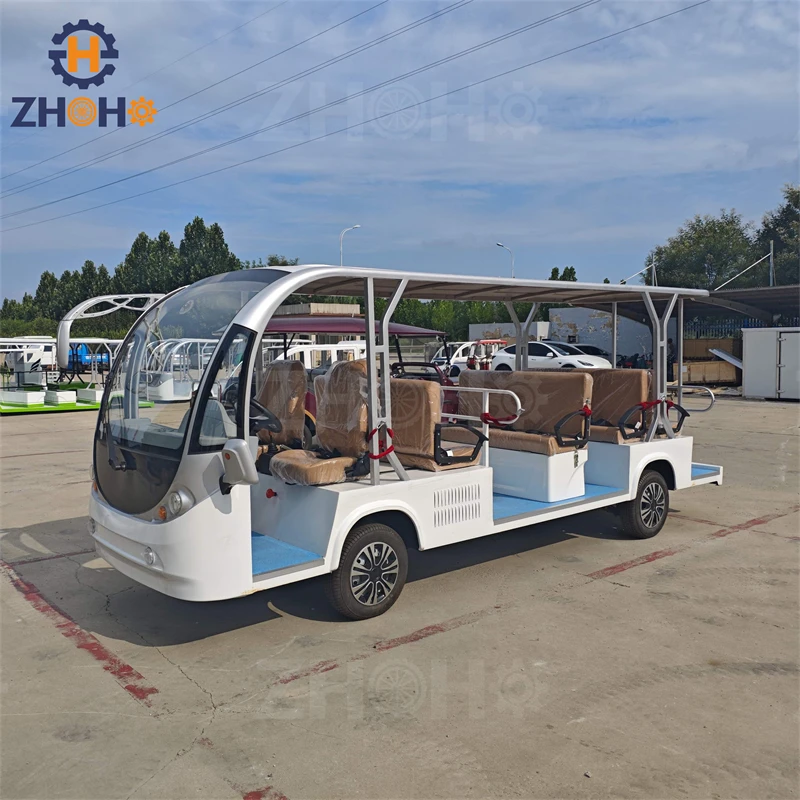 11 Seats Electric Sightseeing Shuttle Bus 100KM Max Travelling Range