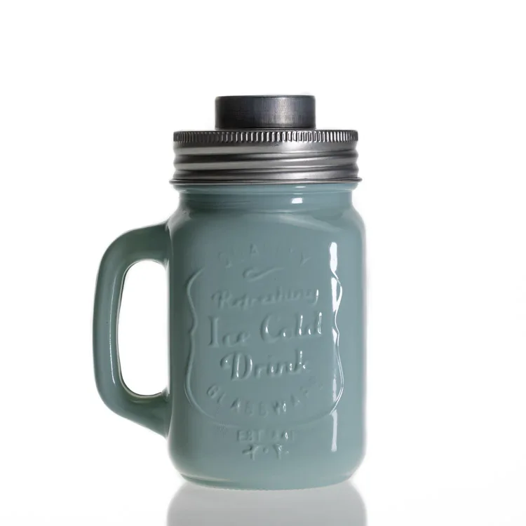 Wholesale mason jars 16 oz grass green wide mouth glass mason jar