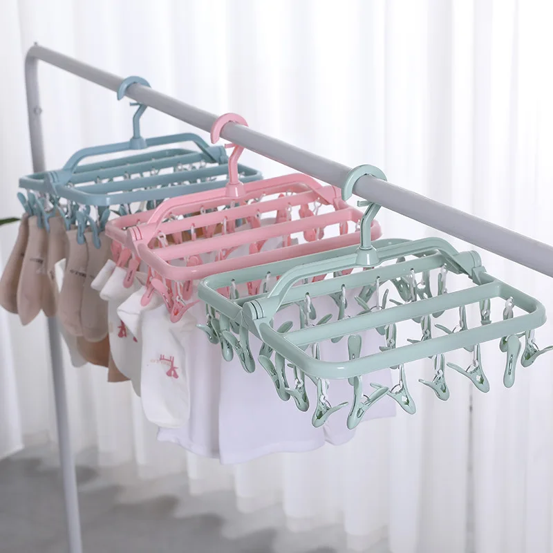 Socks Shorts Underwear Bra Drying Rack Rotating Plastic Hanger with 32 Hooks