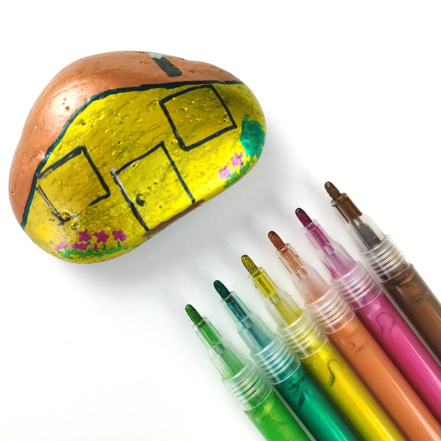 Custom 12 Color Glitter  Metallic Color DIY Gold Permanent Acrylic Paint Markers Artist Drawing  Pen