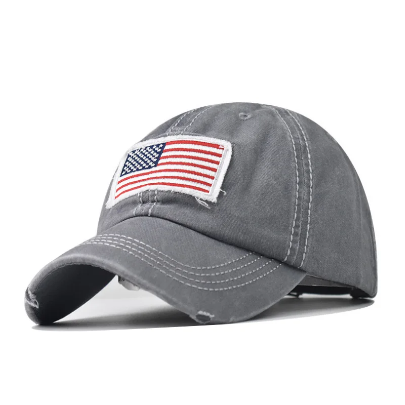 Distressed Sport Caps Washed Vintage Retro Baseball Cap USA Flag Hat Vintage Patch Caps