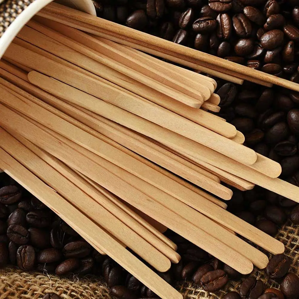 Stocked Wooden Coffee Stirrer with Sticker for Tea & Honey Cocktail Drinks Drink Stirrer for Coffee & Tea