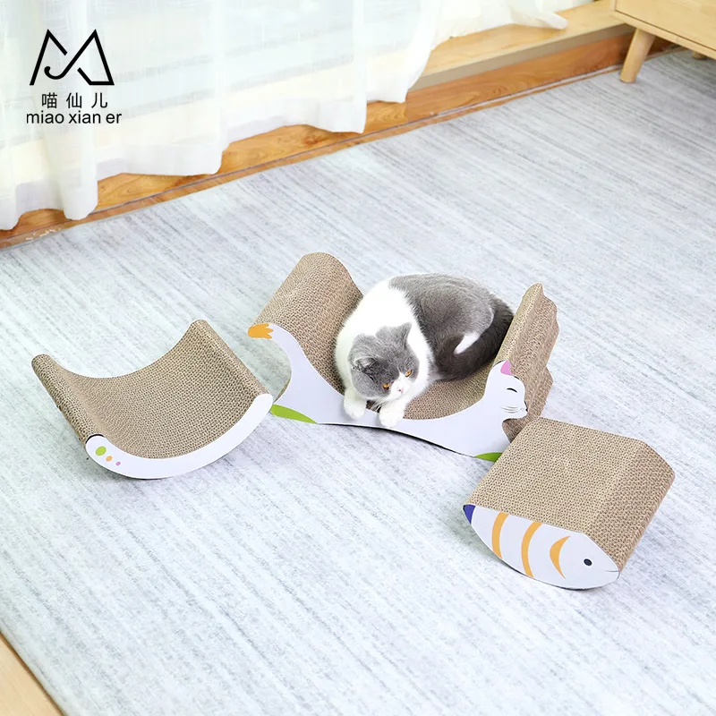 Eco-Friendly Feature corrugated paper material cat fish toy