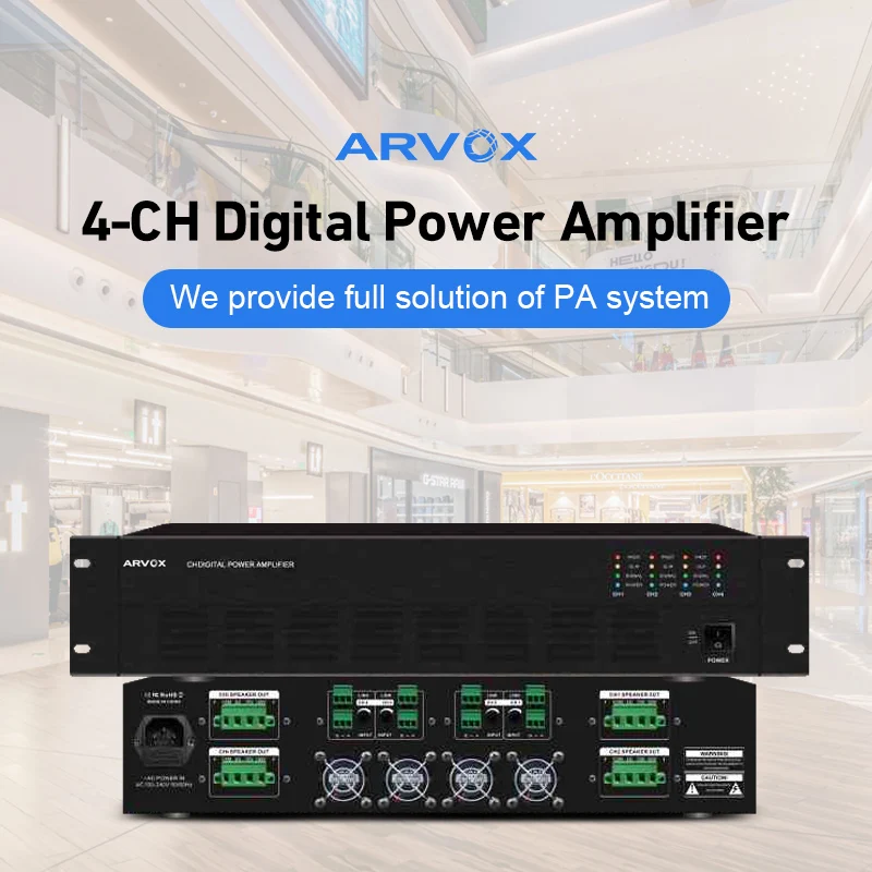 RP-4024D 4 CH Installation audio sound system 4 CH class D digital pure power amplifier 100V 70V 8Ω