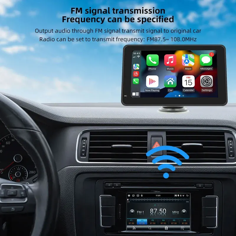 7 Inch Carplay Monitor Touch Screen Universal Portable Wireless Android Auto Wifi Car Play Radio Stereo DVD Player For bmw truck