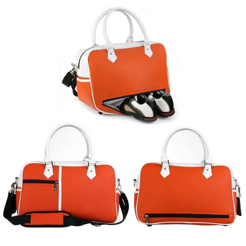 PU leather golf carry bags custom logo bag golf duffel boston bag