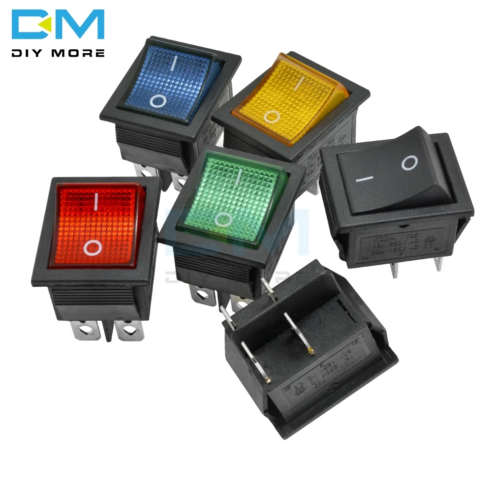 KCD4 клавишный переключатель питания сенсорный вкл/выкл 2 положения 4 контакта тип корабля с светло-красным синим зеленым 16 А 250 В 25*31