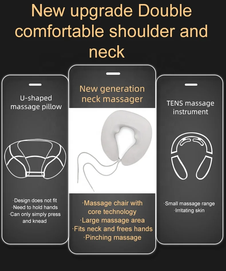 New Release Solid Cervical Memory Foam Travel U Shape Massage Pillow Neck and Back Massager Pillow Shiatsu Heat