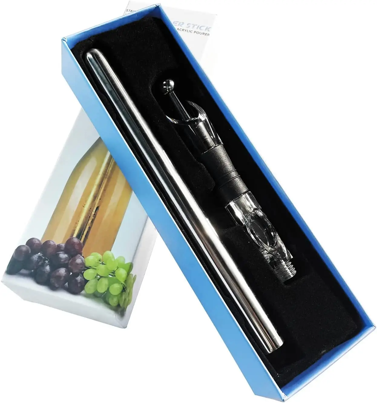 Wine Chiller Stick 3-in-1 Stainless Steel Wine Bottle Cooler Stick Rapid Iceless Stainless Steel Wine Bottle Chiller