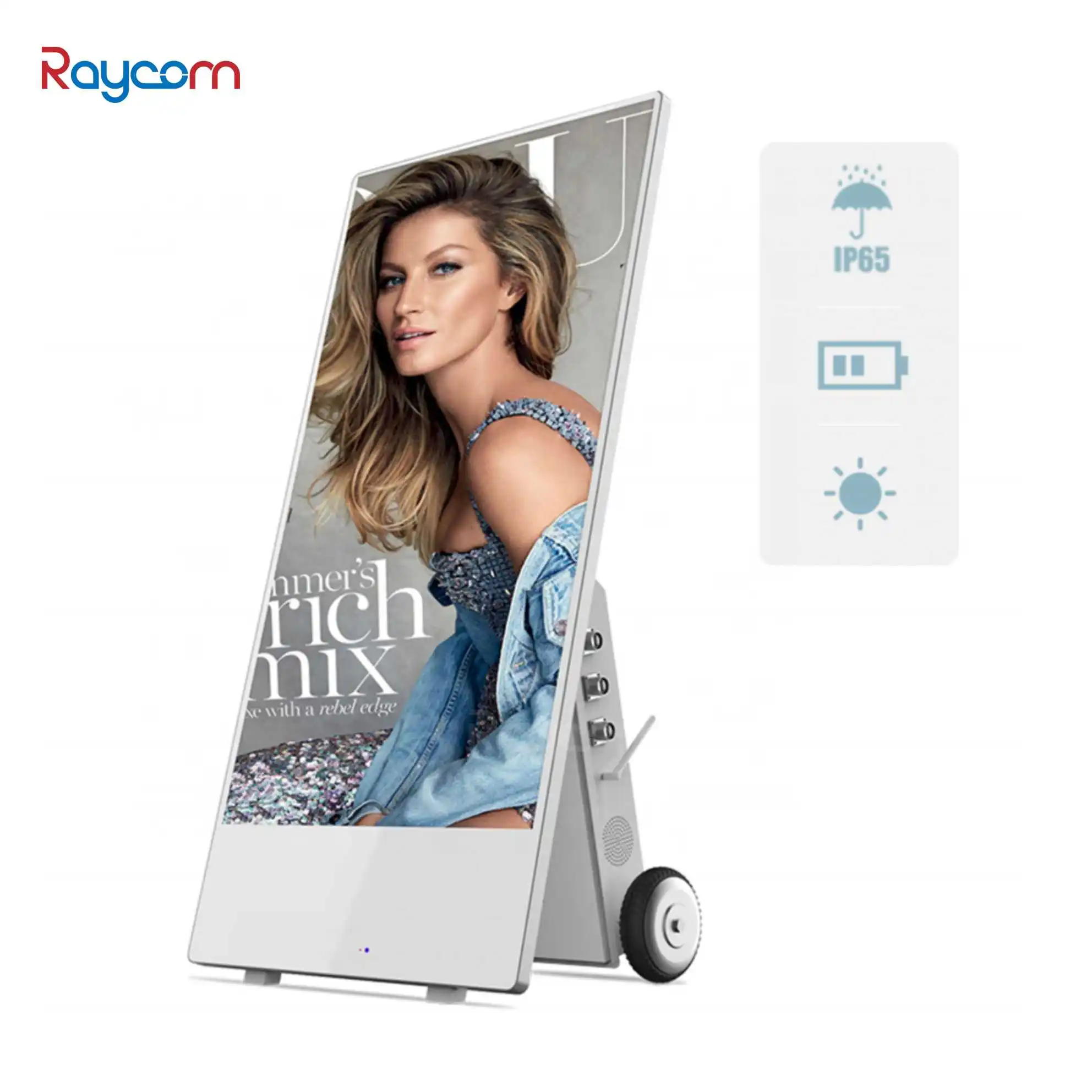 Raycom 1080p Full HD Waterproof Outdoor LED Display Signage Digital LCD Poster Battery Retail Stores Shopping Malls OEM SDK