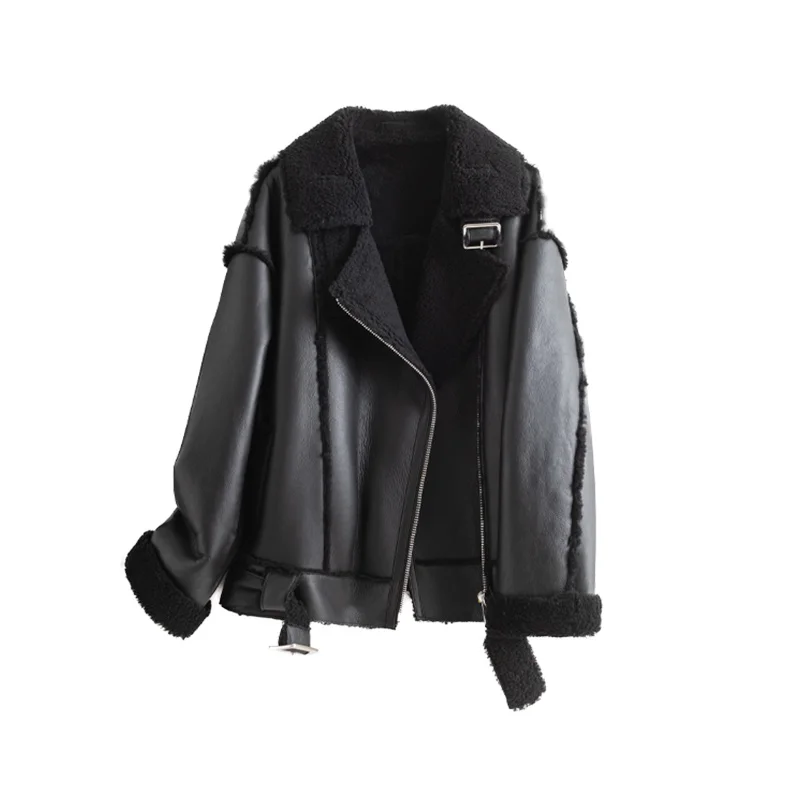 Wholesales fur coats  Spanish sheepskin 100% merino fur coat woman leather coat jean with women fur short jacket