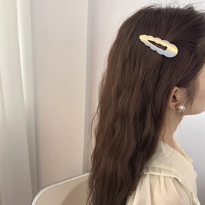 Hot selling acrylic acetate hair grip wave shape hair clip marbling color duck hairpin alligator clip for women