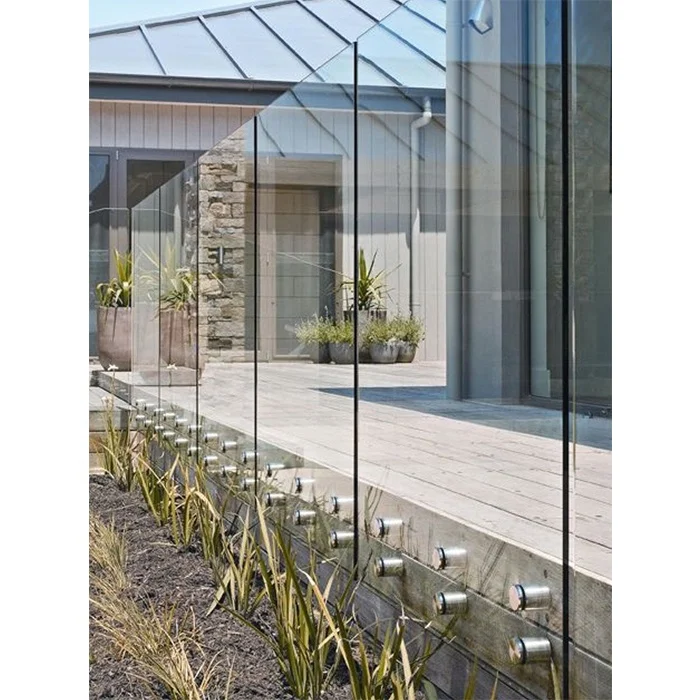 Modern stairs railing design outdoor balcony fencing frameless tempered glass railing for terrace