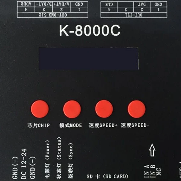 K-8000C контроллер SD-карты емкость 8000 пикселей светодиодное программное обеспечение для редактирования DMX соединение 12 В умный дом