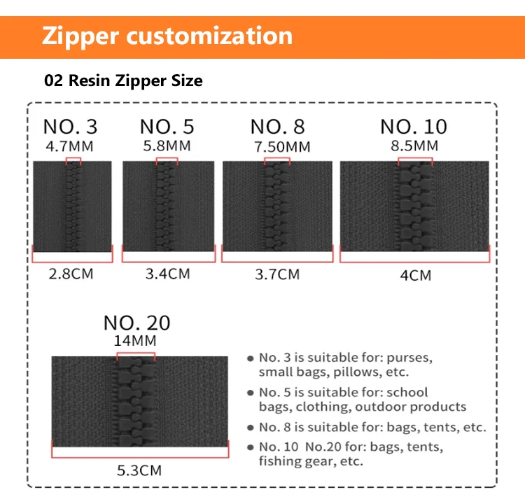 Аксессуары для RHC Zip 5 #8 # Fermeture Eclair Puller с открытым концом застежка-молния логотипом цвет черный тент пластиковая смола молния