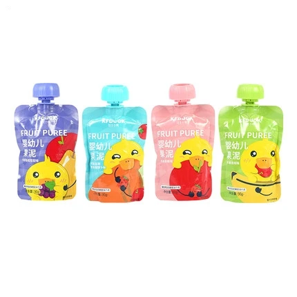 Custom safety for children Reusable liquid spout pouch bags baby food packaging squeeze pouch Fruit puree spout bag