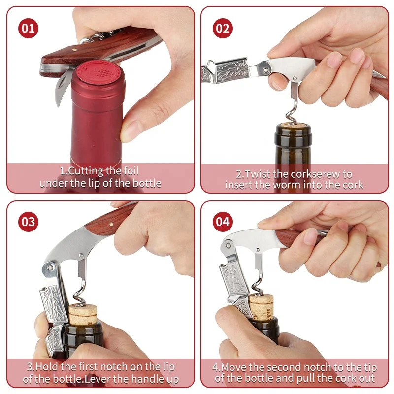 High Quality Server Friend Bottle Opener Murano Durand Wine Premium Stainless Steel Black Metal Lever Bottle Opener