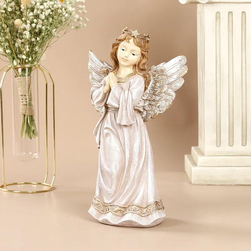 Factory Customize Innovative Angel Resin Sculpture Creative Art Crafts Prayer Angel Desktop TV Cabinet Ornaments Resin Figure