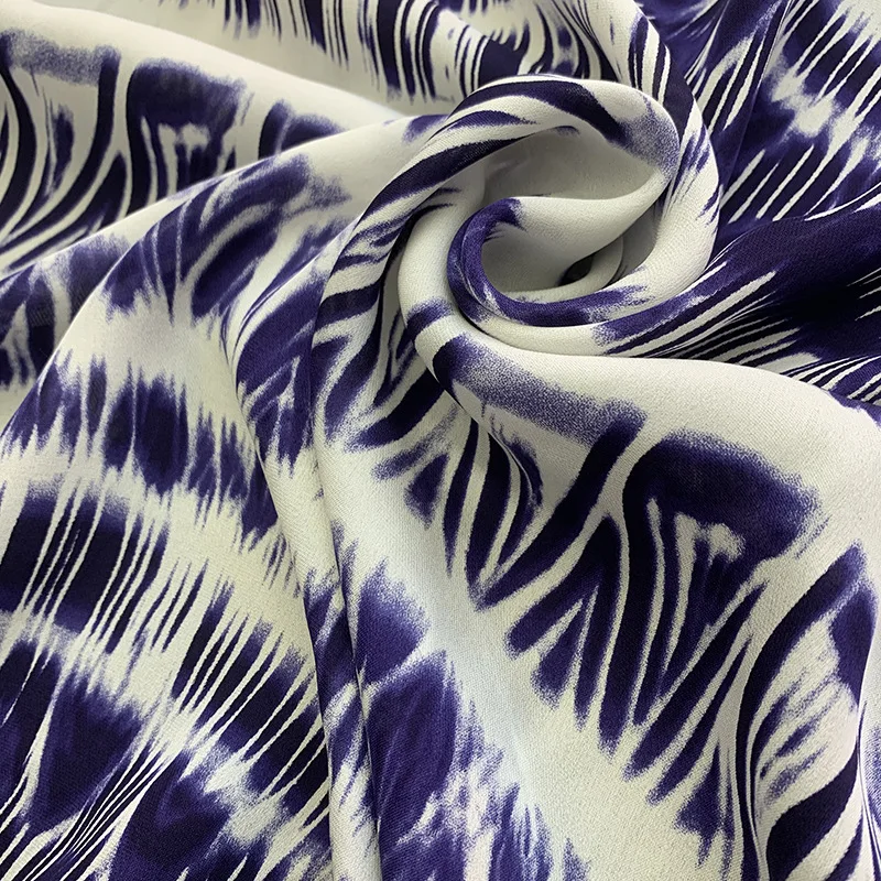 Pure Silk Georgette Gauze Fabric 16 Momme Double Georgette Crepe Print Mulberry Silk Fabric For Blouses