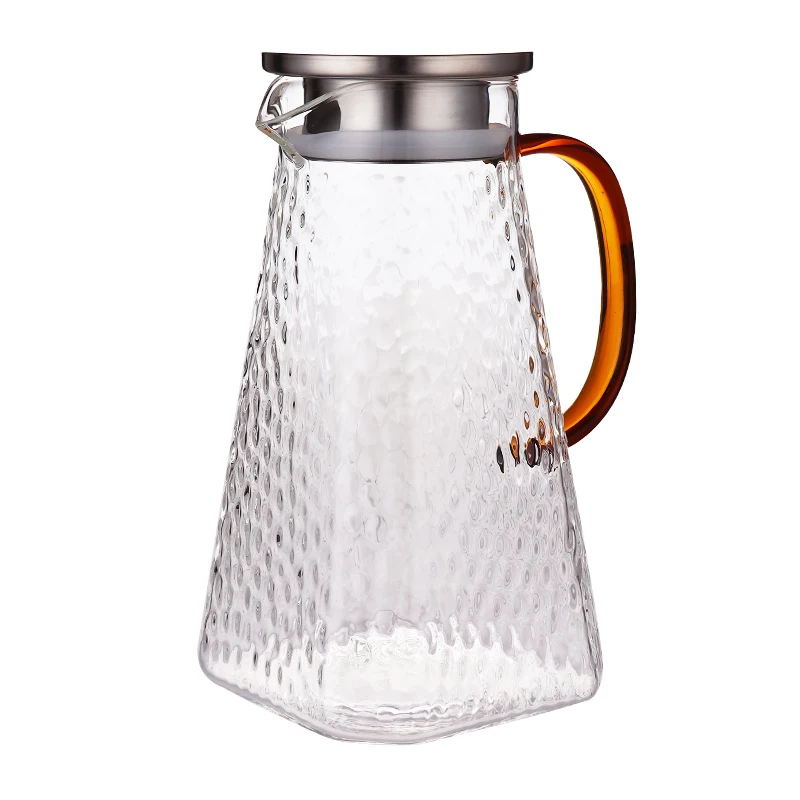 Low Moq Custom Nordic Hammer pattern Glass Pitcher Set 1500ml Glass Spanish Style Porron Wine Pitcher